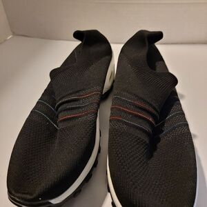 NO-LACE Striped Canvas Sneakers size 42 black Muilt Color slip on Extra Nwot